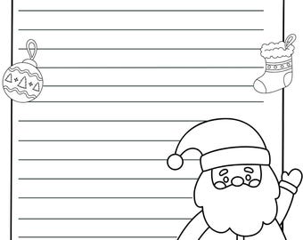 Dear Santa letter with pictures to colour