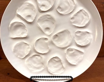 Piatto da portata francese per ostriche bianche, 32,4 cm di diametro