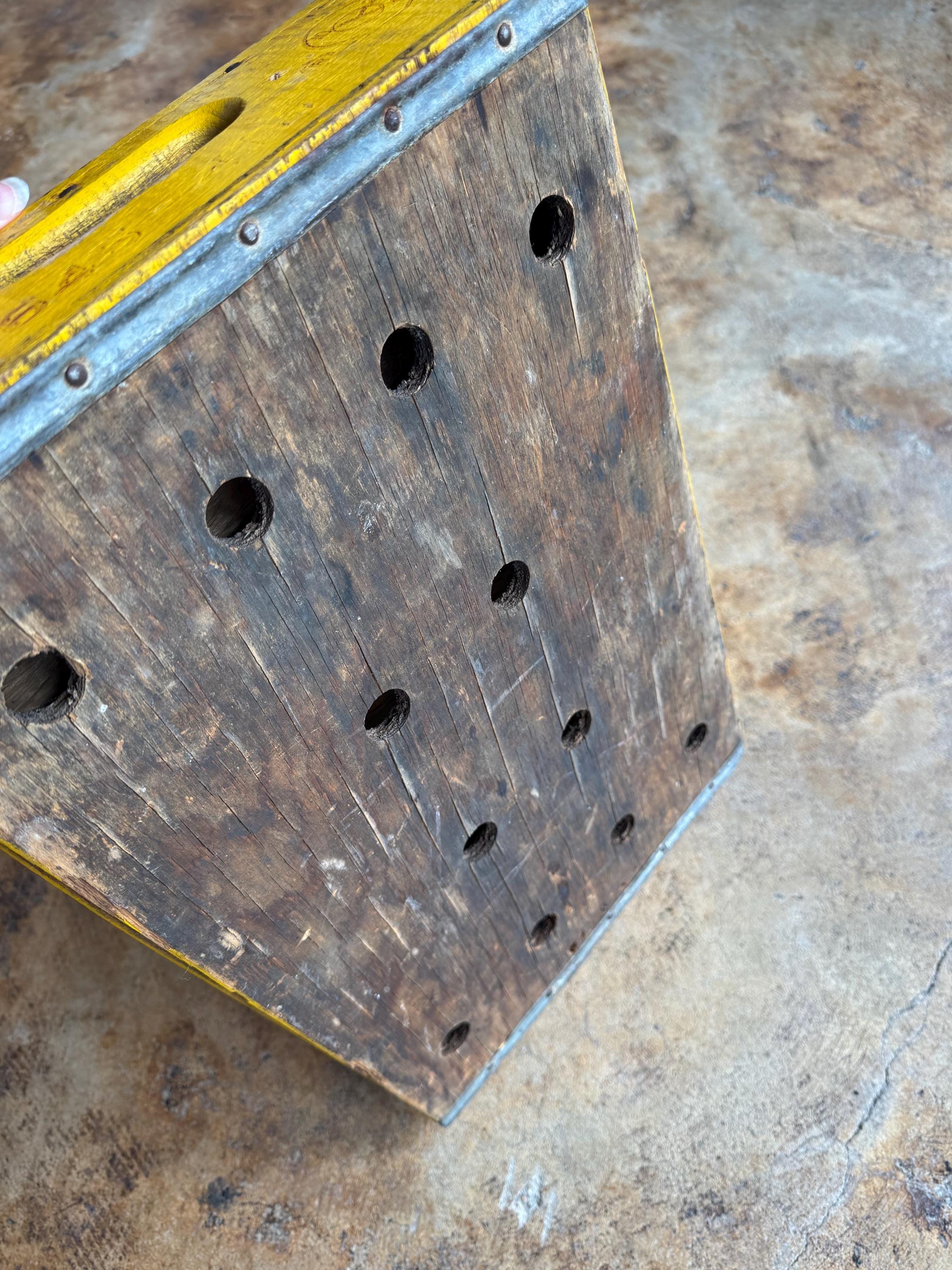 Vintage Dr.pepper Yellow Painted Wood & Metal Crate, Union