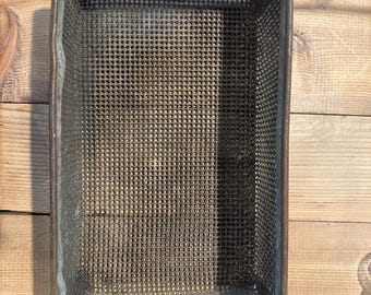 Antique Metal Basket with Handles, Heavy, 18.75 x 9.5 x 4.75