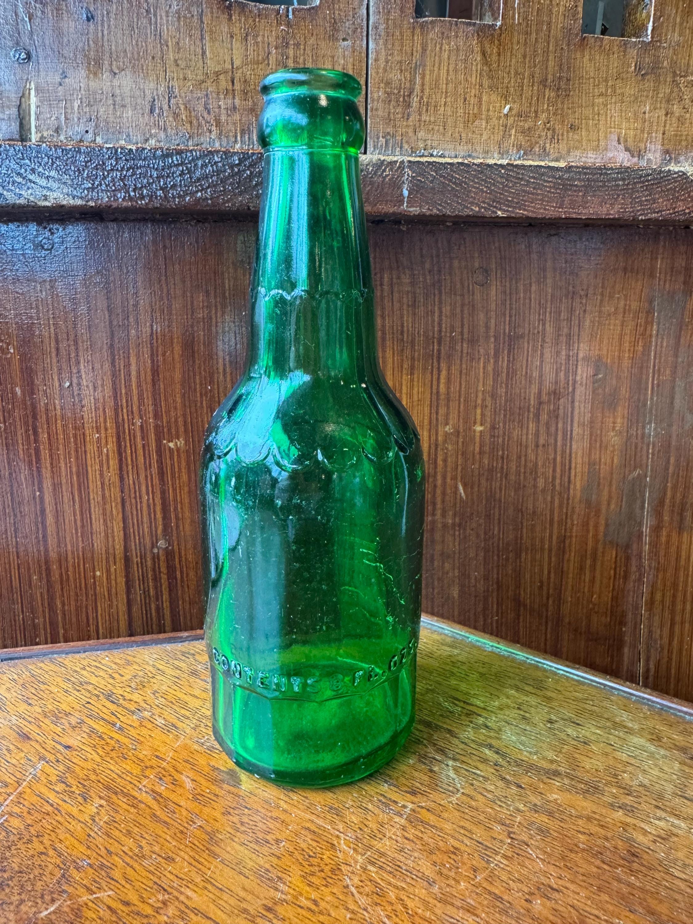 Antique 1920's Aunt Ida Green Glass World's Greatest Mixer Bottle