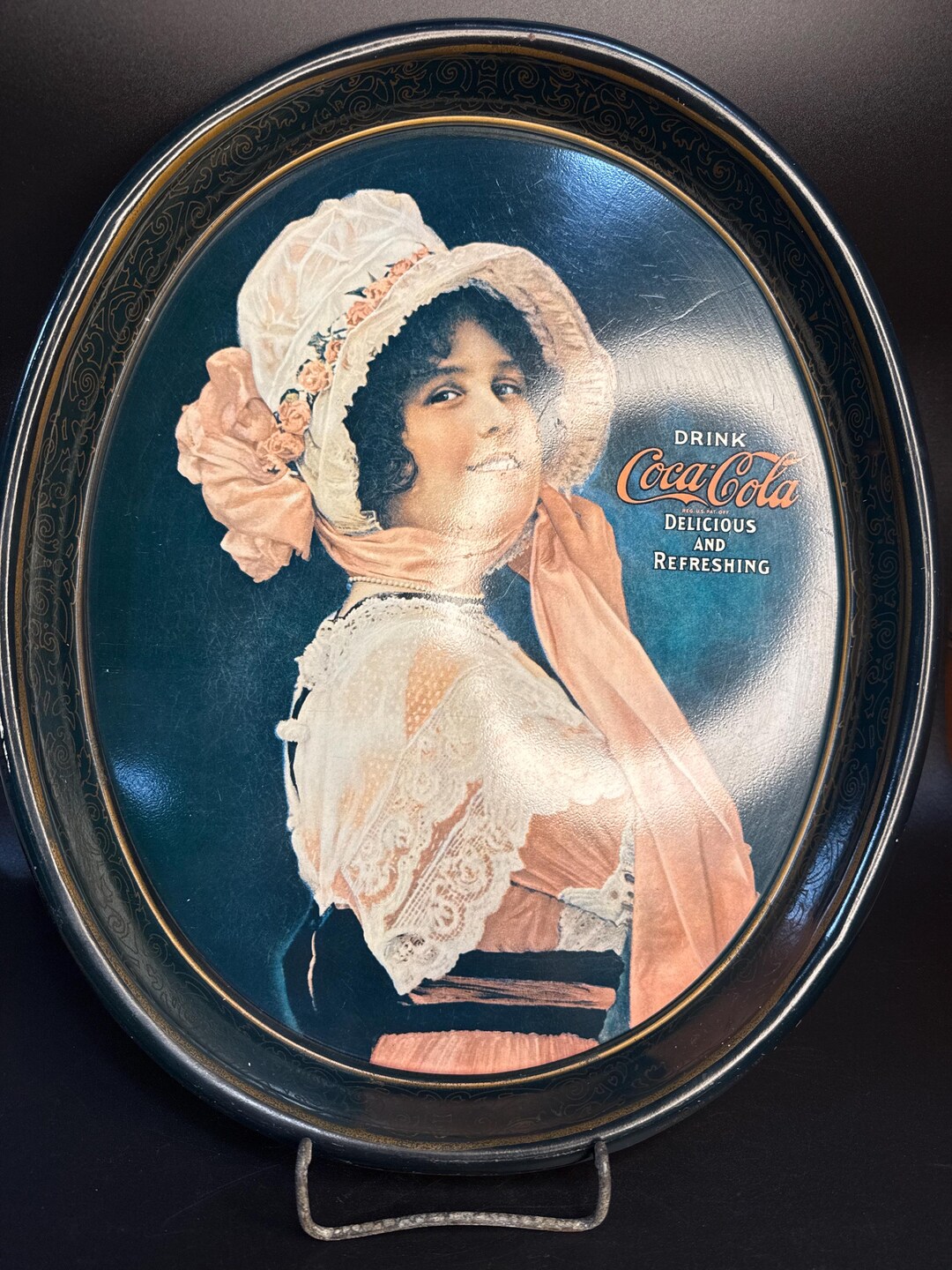 Vintage Oval 1972 Coca Cola Tray, Lady With Bonnet - Etsy