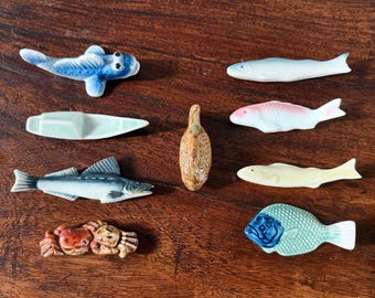 Vintage Japanese Chopstick Rest, super cute, choice of 9, sizes vary, handpainted