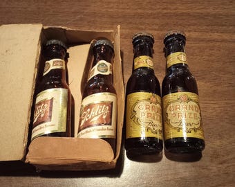 Vintage Grand Prize Beer or Schlitz Brown Glass Bottle (with Box) Salt & Pepper Shaker Set, 4"t