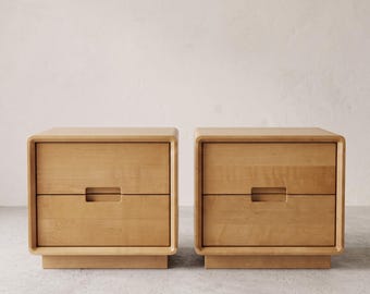 Ensemble de 2 tables de chevet | Tables de chevet en bois Japandi