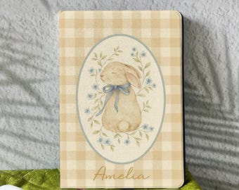 Beige Plaid Blue Flowers iPad Case 10th Gen iPad Pro 2025 Pro 13 iPad Air 7 iPad 11 iPad Mini 7 iPad Air 4/5/6/7 iPad A16