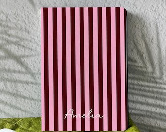 Pink Purple Stripes ipad Case, Stand & Auto Wake/Sleep Cover for iPad 11 2025 A16, iPad Air 7/6, iPad Pro 11'' 12.9'', iPad Mini 3/4/5