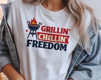 American BBQ Graphic Tee, Freedom Cookout Shirt