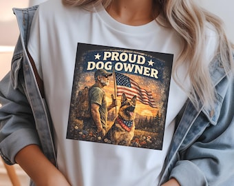 Proud German Shepherd Dog Owner Shirt, USA Flag Graphic Tee, American Pride Apparel
