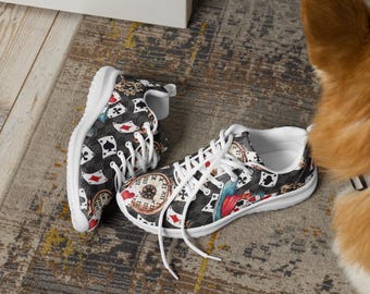 Wonderland Playing Card Sneakers, Whimsical Fantasy Style Casual Footwear