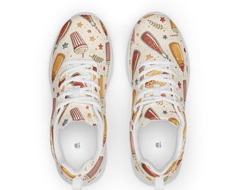 Patriotic BBQ Sneakers, Hot Dog Beer Food Pattern Athletic Shoes