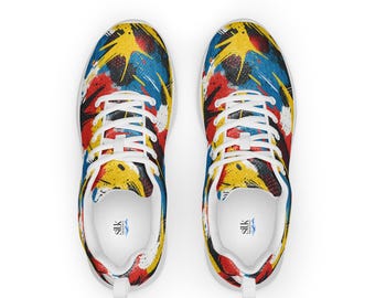 Unisex Graffiti Style Sneakers, Abstract Pattern Athletic Shoes, Colorful Streetwear Footwear