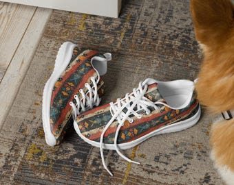Chaussures de course à motif tribal, chaussures de sport de style aztèque, baskets décontractées
