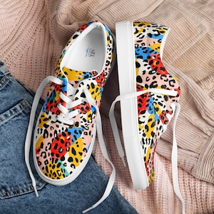Colorful Leopard Print Sneakers, Trendy Animal Print Shoes Women