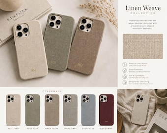 Custom Initials Linen Fabric-Inspired Texture, Phone Case | Tough Case | iPhone 17 16 15 14 13 12 11 Pro Max, Samsung S25 S24 S23 S22 S21