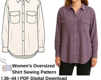 Oversized dames button-up — digitaal pdf-bestand