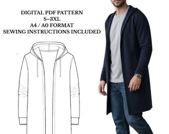 Naaipatroon herenvest Digital PDF Knit-stof