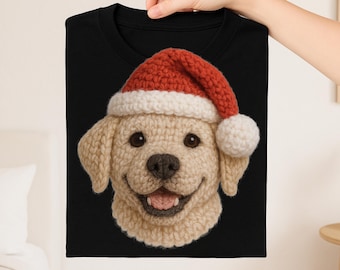 Labrador retriever Christmas PNG, namaakgaren haak feestelijke hond clipart (digitale download)