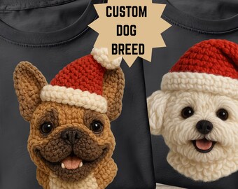 Aangepast kerstgaren hondenportret png, gepersonaliseerde haaknaald gehaakt huisdier