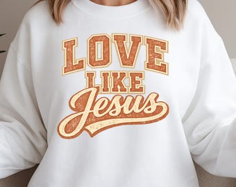 Amor como Jesús PNG, Versículo bíblico cristiano vintage desgastado, Clipart de fe retro (Descarga digital)