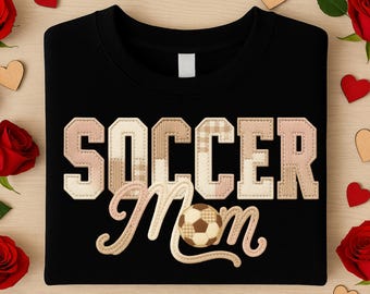 Preppy Soccer Mom, png, patchwork van imitatiestof (digitale download)