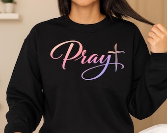 Bid PNG, christelijk-minimalistische zeer fijne tekeningen, gezegend bijbelcitaat, Jesus Cross-clipart (digitale download)