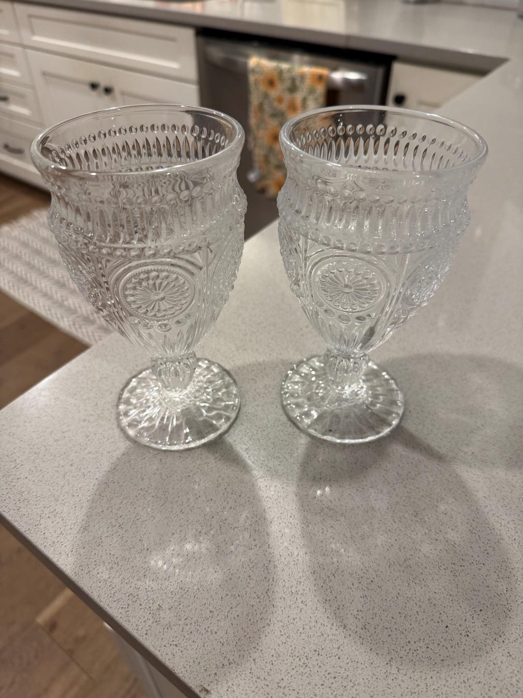 Embossed Clear Glass Goblets (set of 2) - Etsy