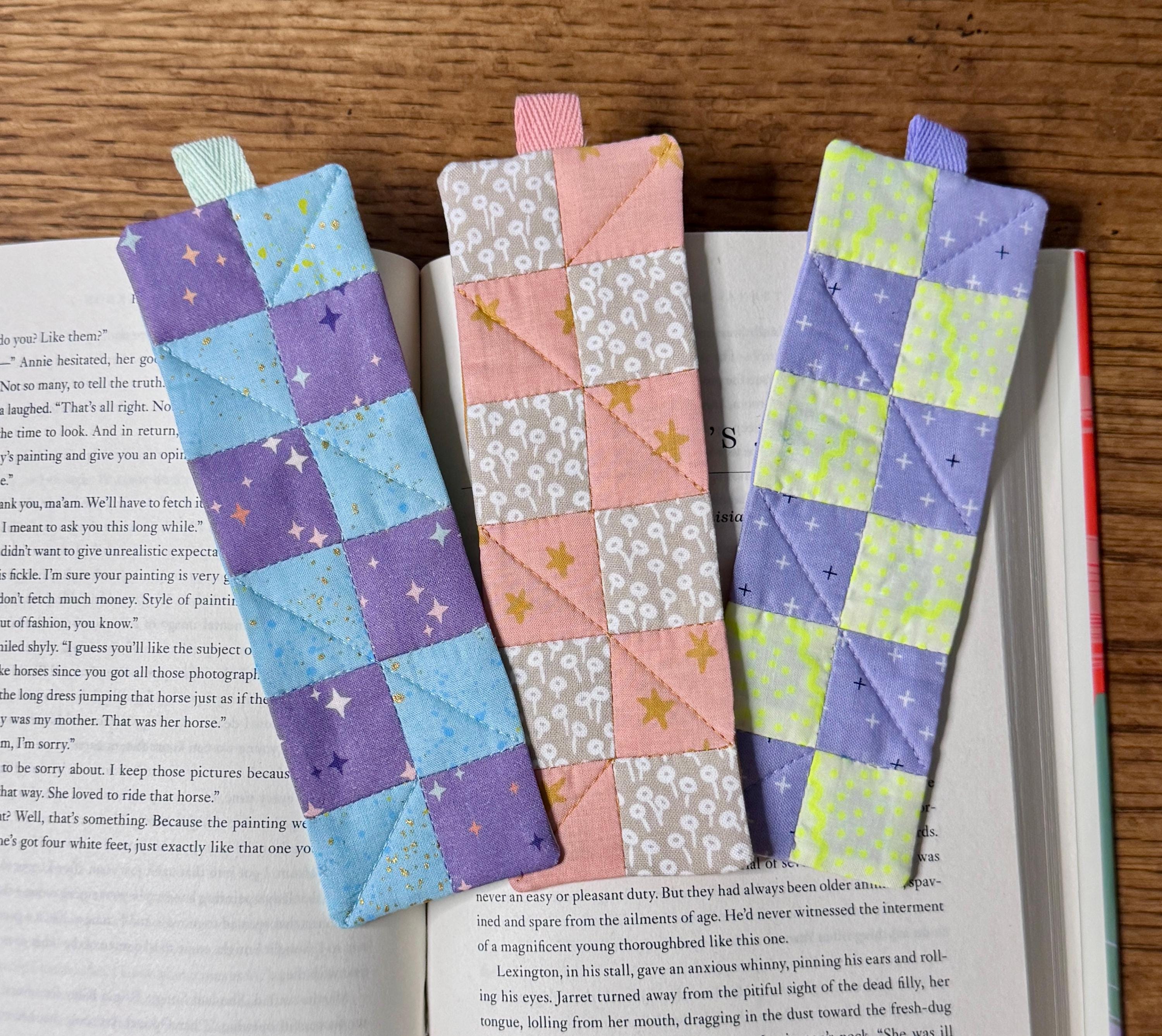 Handmade Quilted Fabric Bookmark, Square Patchwork Design, Unique Book ...