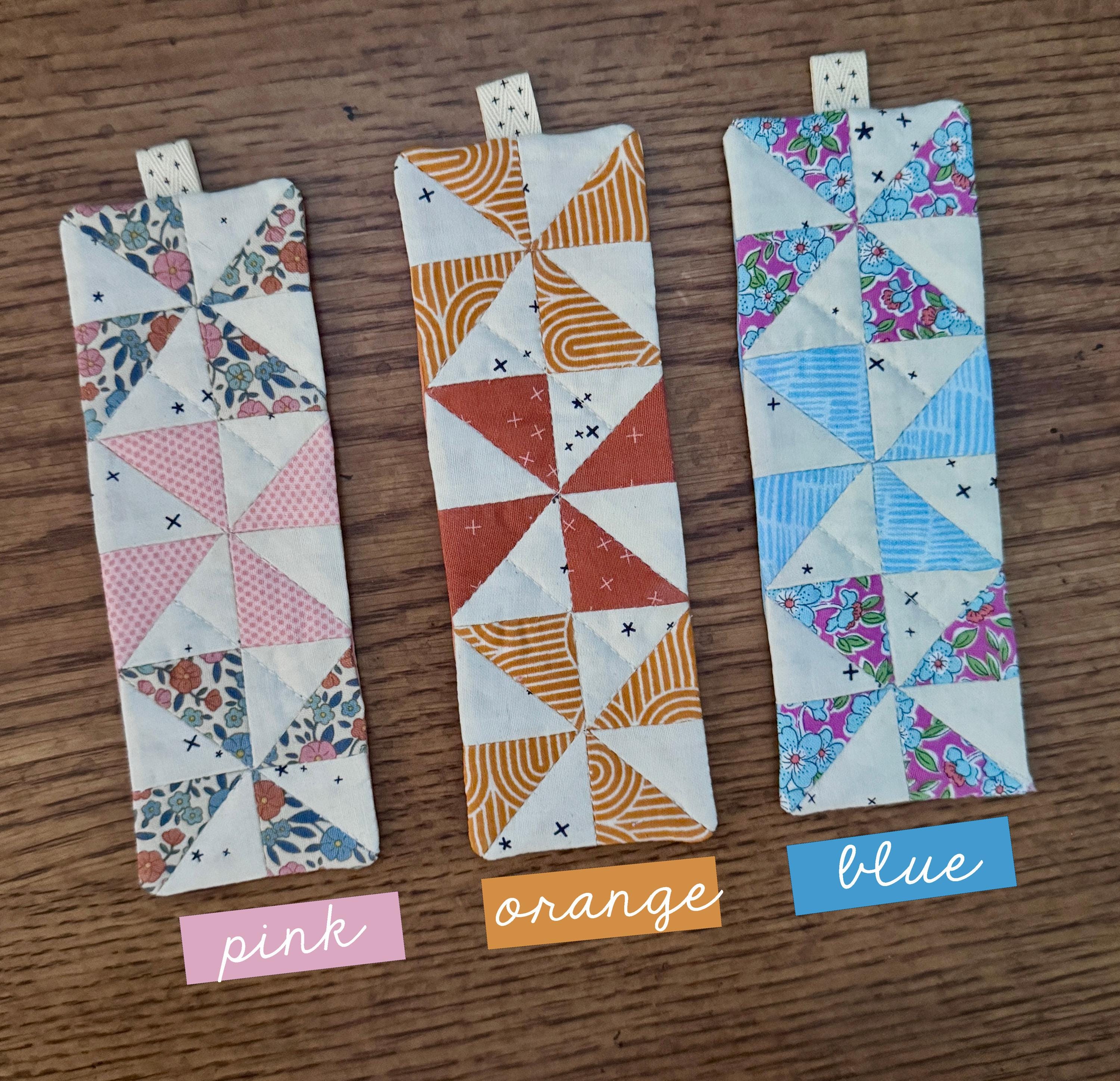 Handmade Quilted Fabric Bookmark, Pinwheel Design, Unique Book Lover ...
