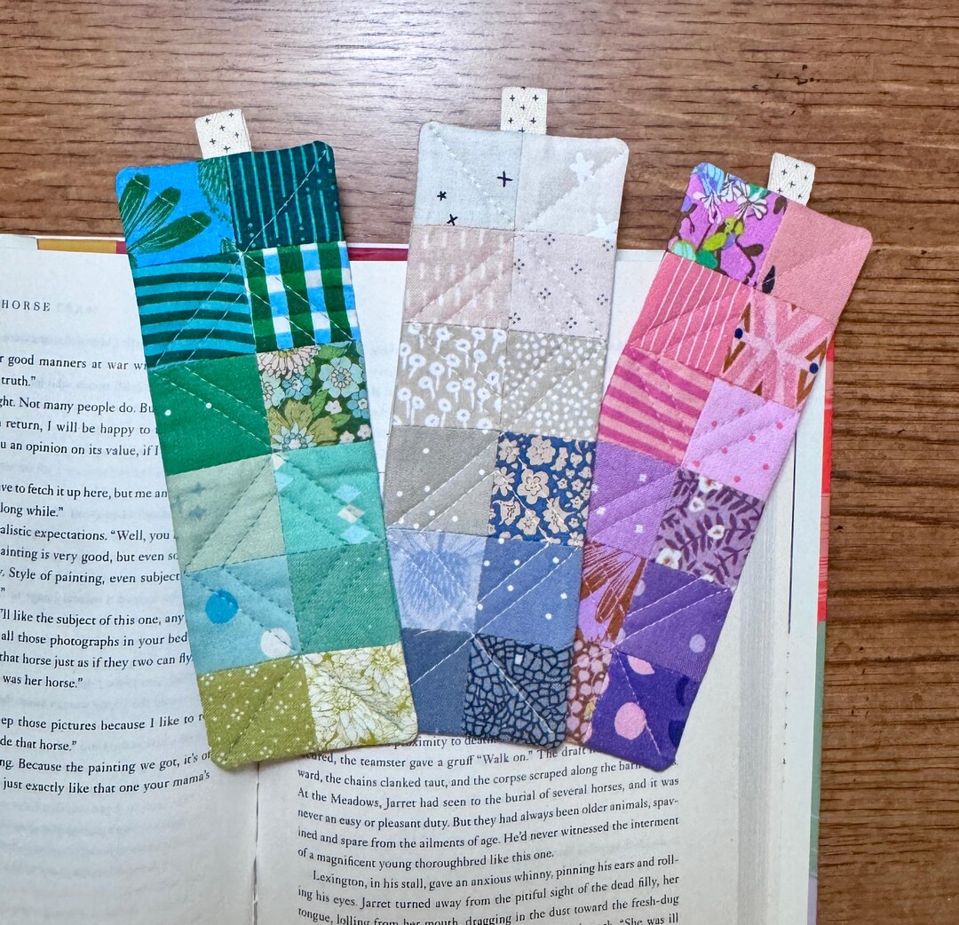 Handmade Quilted Fabric Bookmark, Patchwork Design, Unique Book Lover ...