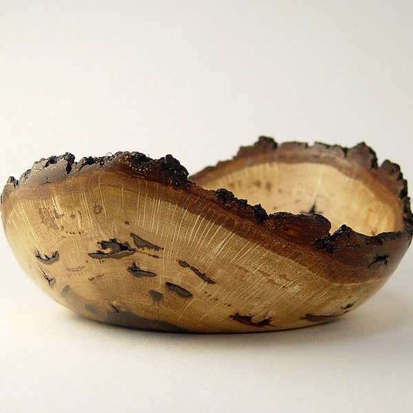 Natural-Edge Bowl in Salvaged White Oak Wood. 8.5" Length by 3.5" Tall