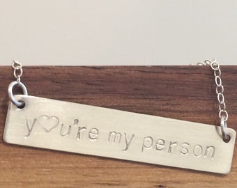 You're My Person Necklace, Anniversary Gift for Her, Bridesmaids Gift, Bestfriend Necklace, Mother Daughter Necklace, Bridal Party Gifts