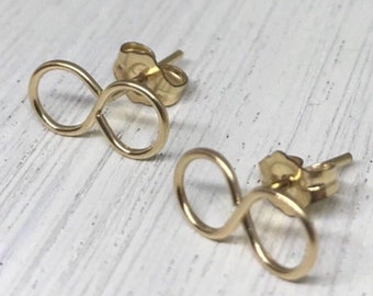 Small Infinity Stud Earrings, Bridesmaid Gift Ideas, Sterling Silver Stud Earrings, Bridal Shower Gift Favors, Wedding Jewelry, Gold Filled