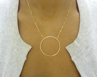 Large Eternity Necklace, Halo, Gold Filled, Circle, Chain Necklace, Gift For Her, Bridal, Bridemaids, Weddings, Handmade Jewelry