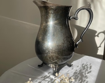 Vintage WM Rogers Silver Plated Water Pitcher - Footed Ice Guard Pitcher