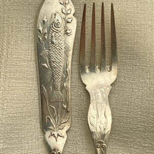 Set of 4 Vintage Fish Knife and Fork, Silver Plated, GEBR HEPP 90 30