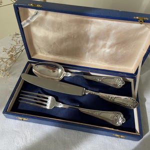 Vintage Sambonet Versilbertes Besteck-Set, monogrammiert LM, Originalverpackung