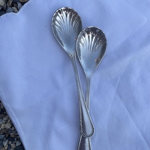 Cuchara para servir caviar, cuchara para servir concha chapada en plata EME Italy de la década de 1960, vajilla de mediados de siglo.