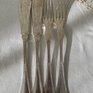 Vintage Silver Plated Fish Knife Fork Set – GEBR. HEPP 90 30 Art Nouveau Detail