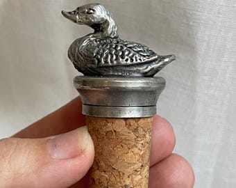 Tappo per bottiglia vintage in argento placcato a forma di anatra, tappo per vino figurativo a forma di uccello, accessorio da bar retrò