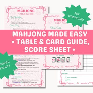 Mahjong reso facile: guida al tavolo e alle carte + foglio segnapunti / Regole per principianti del Mahjong americano