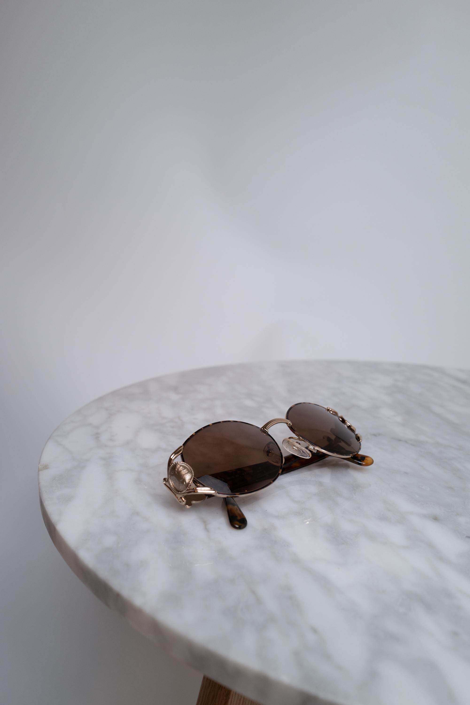 Vintage Fendi Tortoiseshell Oval Sunglasses With Bronze 