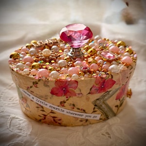 Bedazzled Pink Oval Gift/Jewelry Bling Box