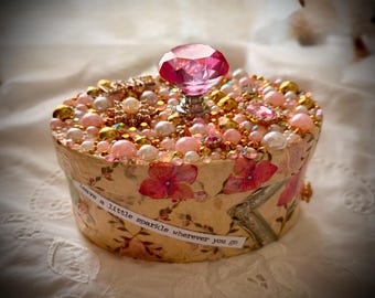 Bedazzled Pink Oval Gift/Jewelry Bling Box