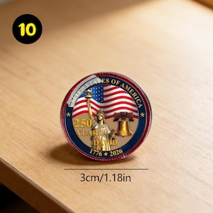 US 250th Anniversary Commemorative Pin | 1776-2026 Patriotic Enamel Badge | Liberty Bell & Flag Collectible, Eagle Badge 10