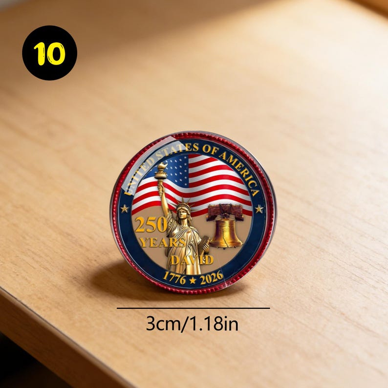US 250th Anniversary Commemorative Pin | 1776-2026 Patriotic Enamel Badge | Liberty Bell & Flag Collectible, Eagle Badge 10