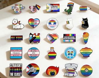 Pines esmaltados del Orgullo LGBTQ+ / Insignias de identidad inclusiva y apoyo / Lleva tu verdad / Accesorio esmaltado duradero para chaquetas/mochilas