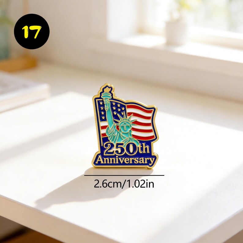 US 250th Anniversary Commemorative Pin | 1776-2026 Patriotic Enamel Badge | Liberty Bell & Flag Collectible, Eagle Badge 17