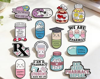 Lustige Apotheke Emaille Pins Set, medizinisch thematisierte Brosche, Krankenschwester Doktor Geschenk, Rucksacktasche Accessoire, niedliche Apotheke Emaille Pins