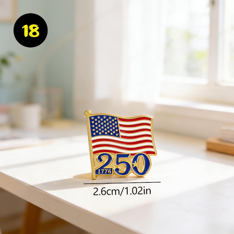 US 250th Anniversary Commemorative Pin | 1776-2026 Patriotic Enamel Badge | Liberty Bell & Flag Collectible, Eagle Badge 18